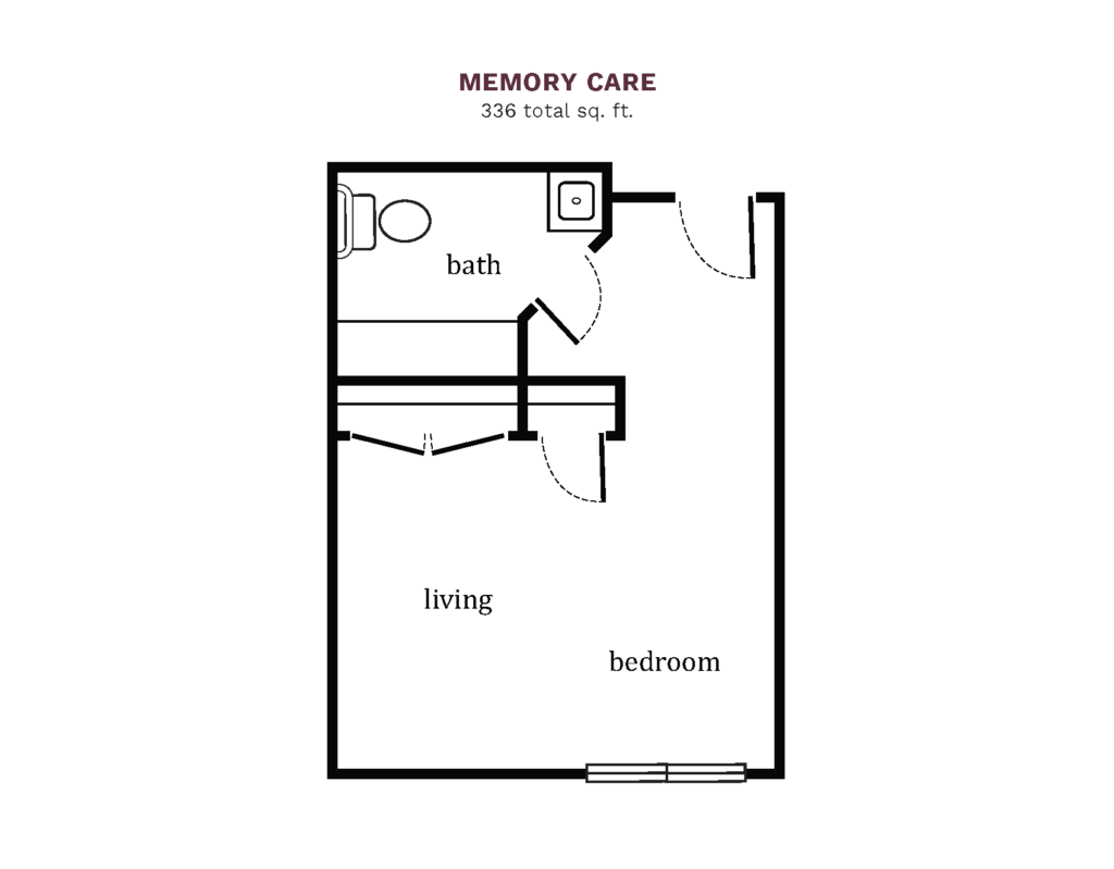 Memory Care one bedroom floor plan image.