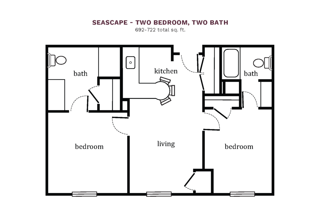 Assisted Living Seadcape – Two Bedroom, Two Bath floor plan image.