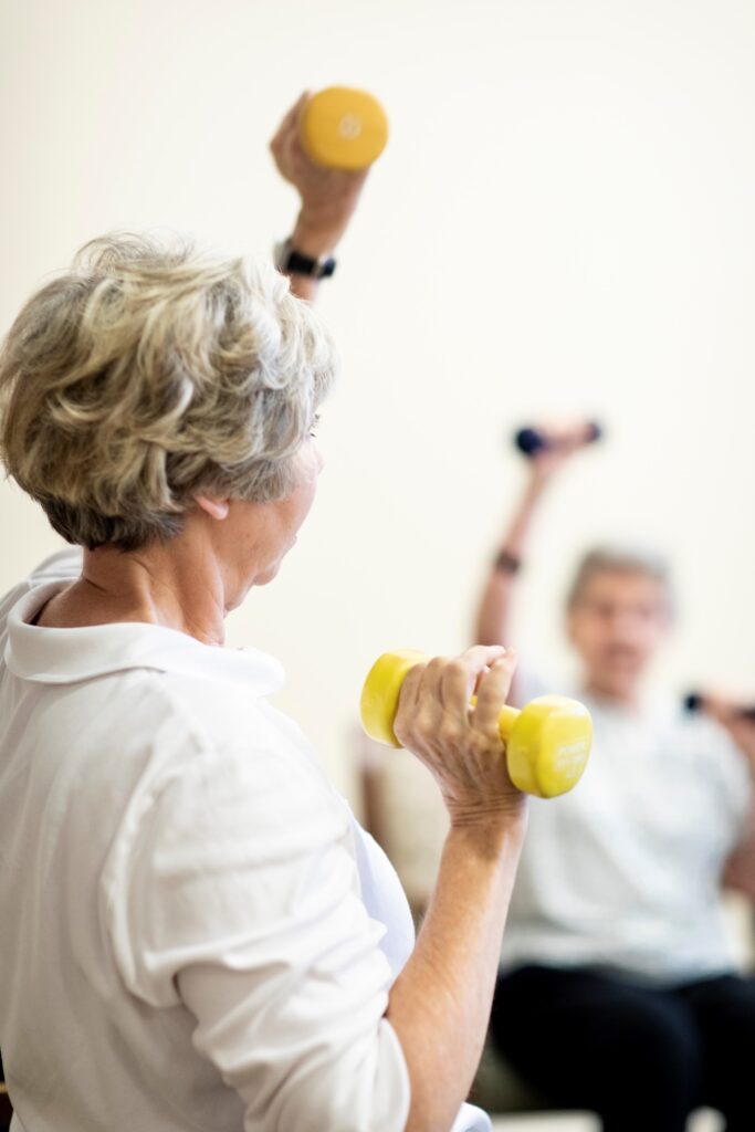 Senior woman doing dumbbell exercises